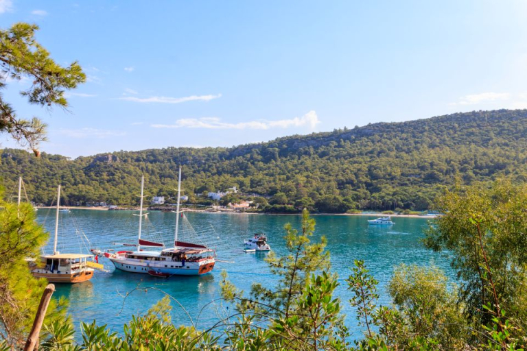 Peaceful Marmaris Cove with Traditional Gulets Anchored in Crystal-Clear Waters