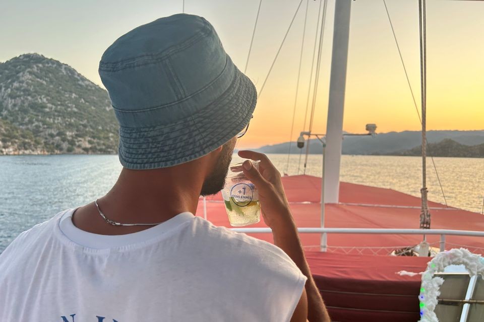 Relaxing with a Cool Drink and a Stunning Sunset View - Olympos to Fethiye Weekly Blue Cruise