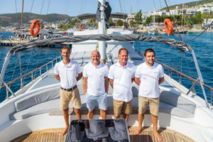 Luxury gulet crew on deck