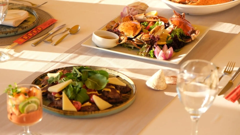 Luxury menu served on a Turkish gulet cabin charter